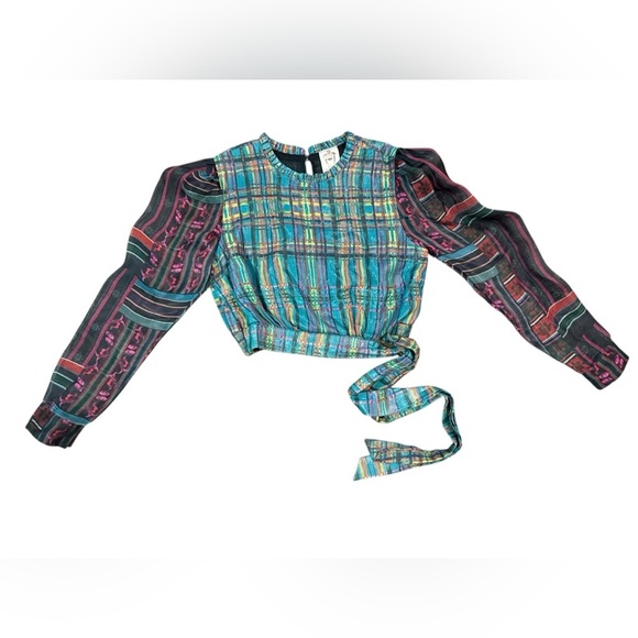 Roopa Pemmaraju for Anthropologie Shimmer Cotton and Silk Plaid Top Size Small - Picture 3 of 11